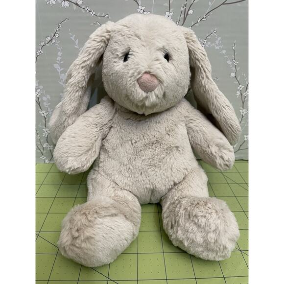 Steiff Hoppy Bunny Rabbit Soft Stuffed Animal Plush Plushie Light Gray Pink Nose - Picture 1 of 9